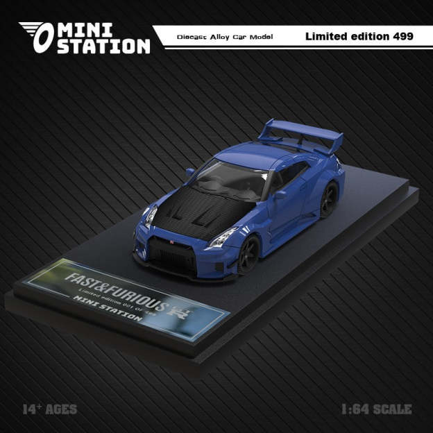 MiniStation1:64 尼桑GTR R35 3.0速度與激情 仿真合金汽車模型