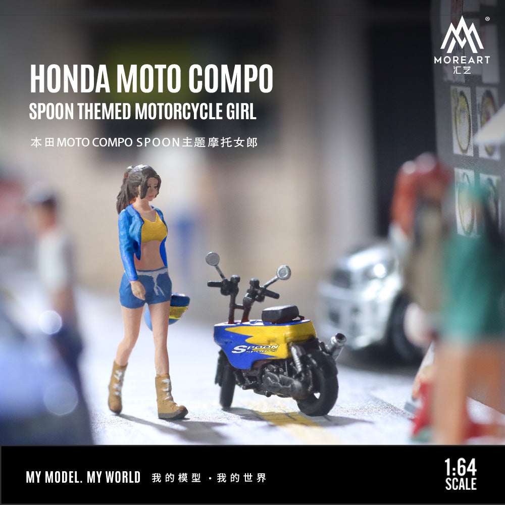 匯藝1:64  本田MOTO COMPO SPOON主題摩托女郎人偶套裝樹脂模型-CASEZONE