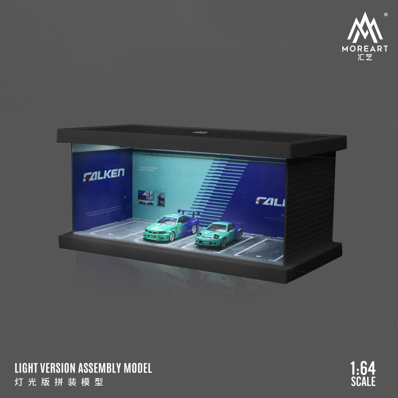 MoreArt 1:64 主題停車四車位燈光版拼裝場景模型-CASEZONE