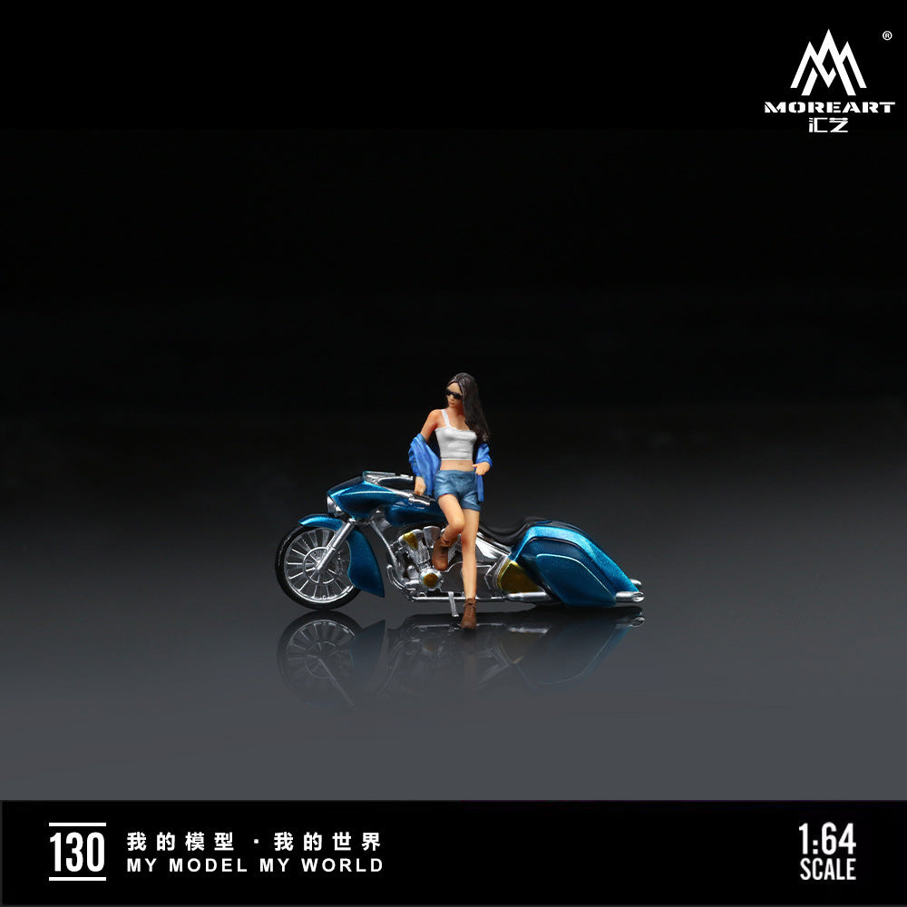 MoreArt1:64  藍色狂野機車女郎仿真樹脂模型 -CASEZONE