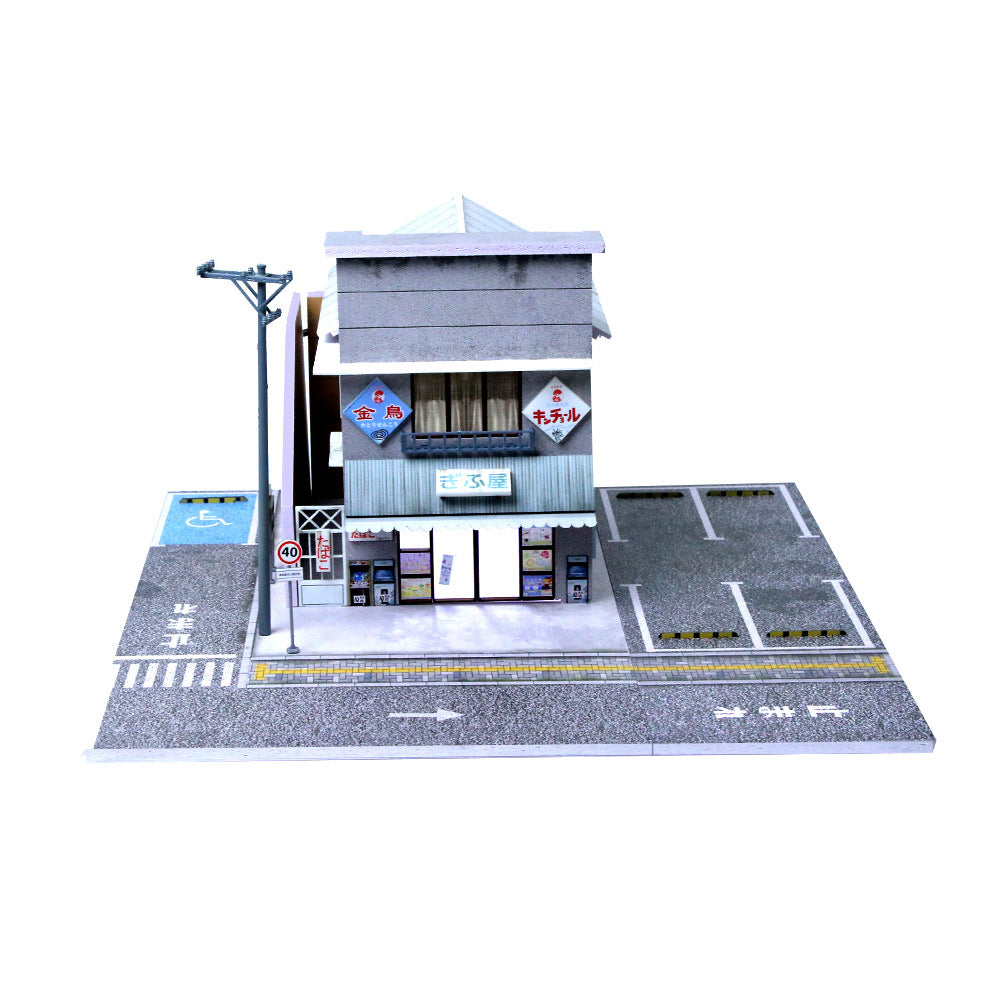 匯藝MoreArt1:64 日本糖果屋燈光版場景仿真模型 停車位擺件-CASEZONE
