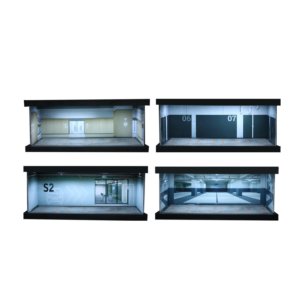 MoreArt 1:64 主題停車四車位燈光版拼裝場景-CASEZONE
