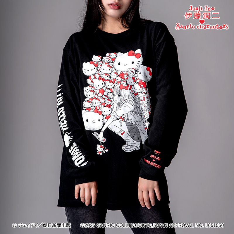 伊藤潤二 x 三麗鷗角色聯名長袖T：「辣妹風」富江 x Hello Kitty