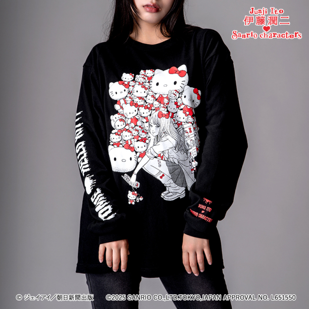 伊藤潤二 x 三麗鷗角色聯名長袖T：「辣妹風」富江 x Hello Kitty