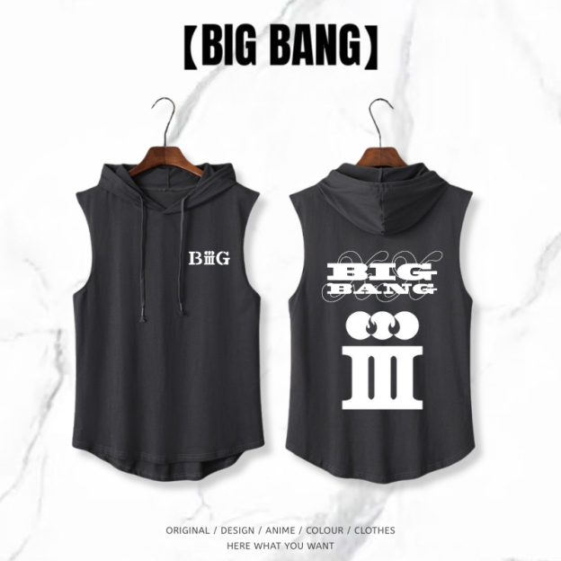 BIGBANG 20週年無袖連帽背心｜潮流休閒帽T背心・街頭風上衣