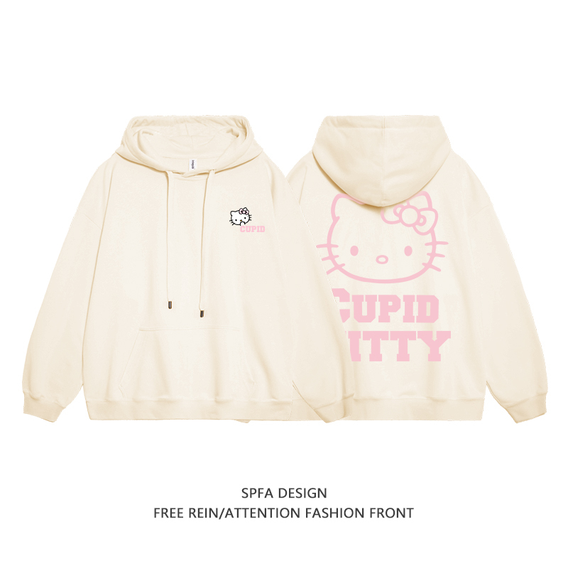 HelloKitty新款 寬鬆百搭 秋冬款 寬鬆連帽衛衣-CASEZONE