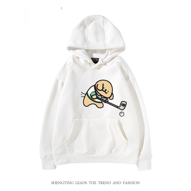 線條小狗新款 親子情侶男女款連帽衛衣-CASEZONE