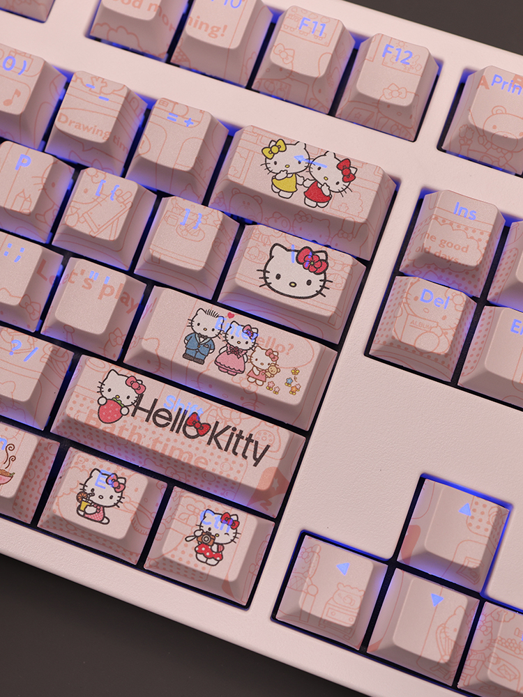 凱蒂貓Hello Kitty透光RGB108鍵標準配列衛星軸鍵帽-CASEZONE