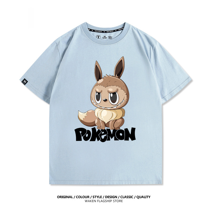 LabubuX寶可夢 印花短袖T恤-CASEZONE