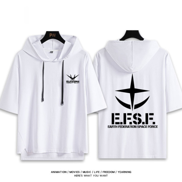 機動戰士鋼彈新款 親子情侶男女款連帽短袖T恤