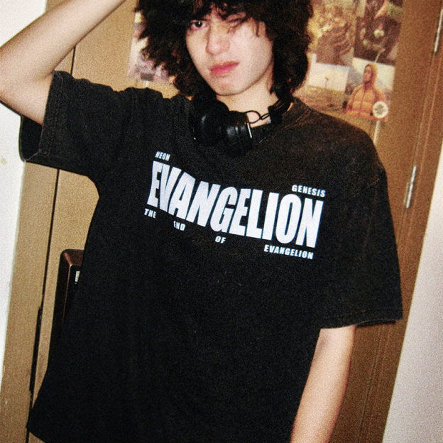 EVA十三號機莉莉絲水洗做舊 2026親子情侶男女同款 印花水洗短袖