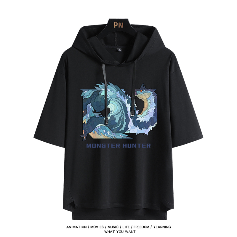 魔物獵人新款 親子情侶男女款連帽短袖T恤