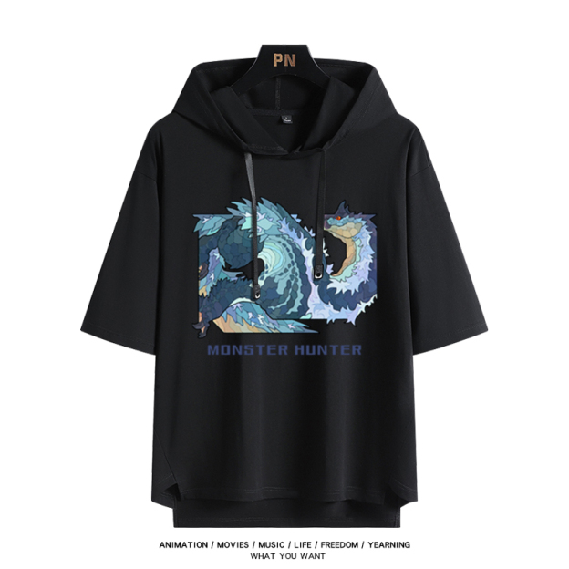 魔物獵人新款 親子情侶男女款連帽短袖T恤