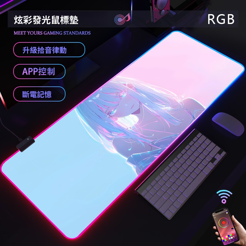 動漫RGB發光 主題桌墊 布質滑鼠墊 【支持客製化，聯係客服】-CASEZONE
