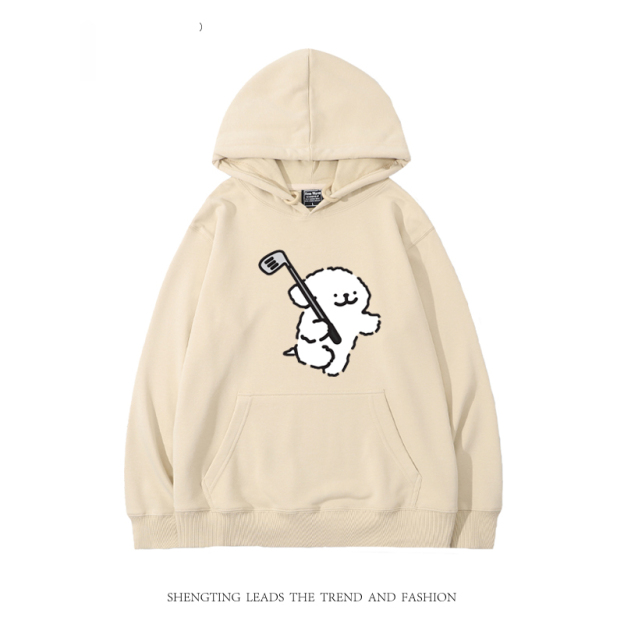 線條小狗新款 親子情侶男女款連帽衛衣-CASEZONE