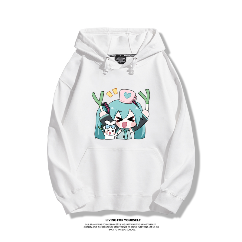 初音未來聯名衛衣2024秋冬新款親子情侶裝薄絨款連帽衛衣