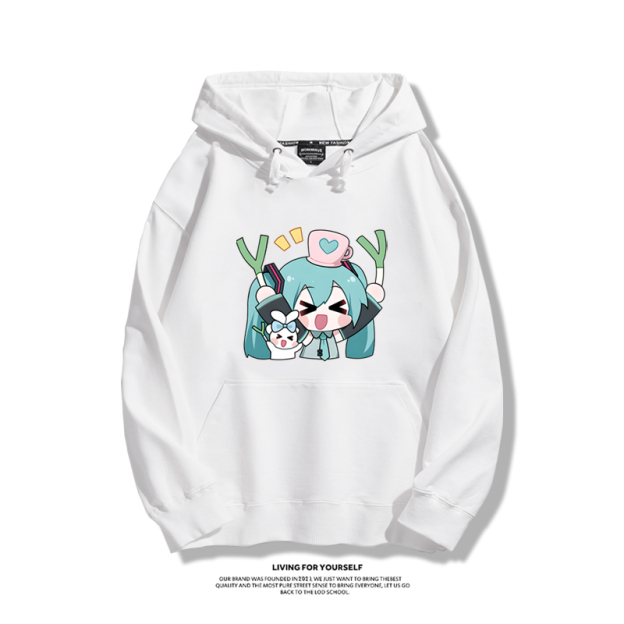 初音未來聯名衛衣2024秋冬新款親子情侶裝薄絨款連帽衛衣