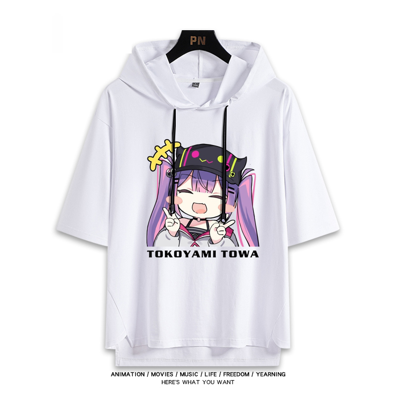 Vtuber HOLOLIVE 連帽短袖T恤 常暗永遠 常闇トワ TokoyamiTowa-CASEZONE