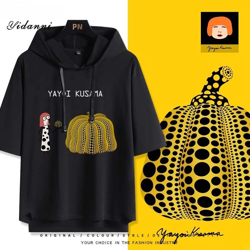 草間彌生 藝術南瓜 連帽短袖T恤