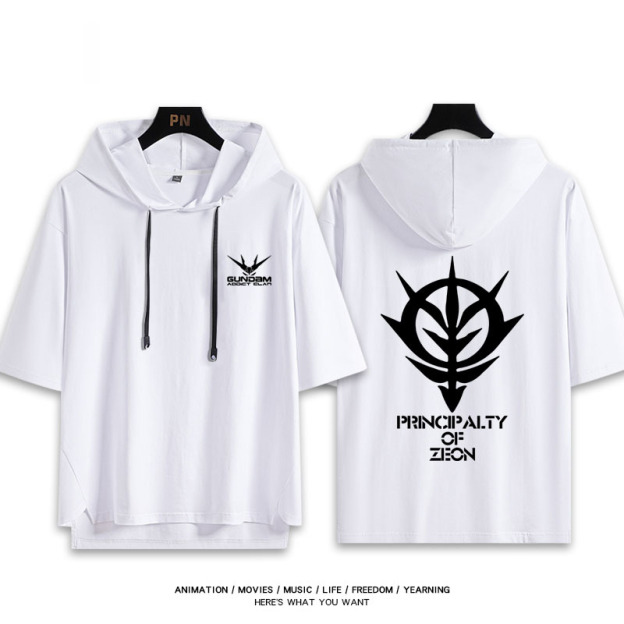 機動戰士鋼彈新款 親子情侶男女款連帽短袖T恤