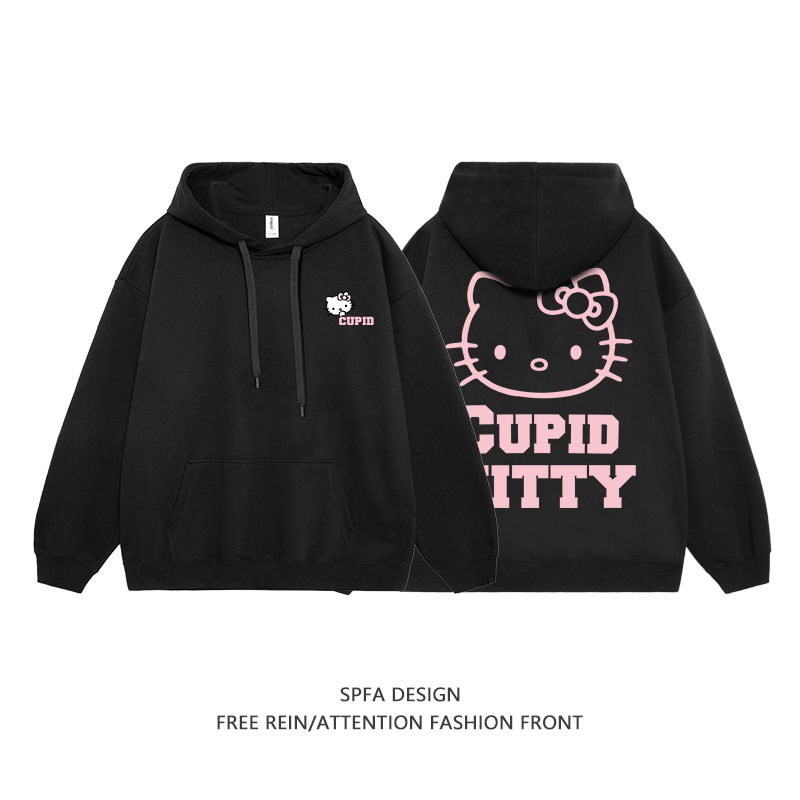 HelloKitty新款 寬鬆百搭 秋冬款 寬鬆連帽衛衣-CASEZONE