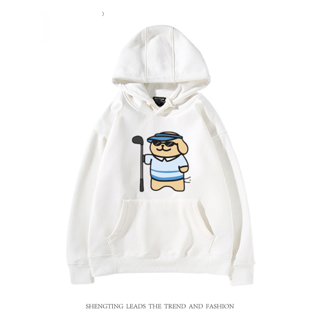 線條小狗新款 親子情侶男女款連帽衛衣-CASEZONE