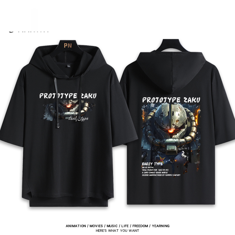 機動戰士鋼彈新款 親子情侶男女款連帽短袖T恤