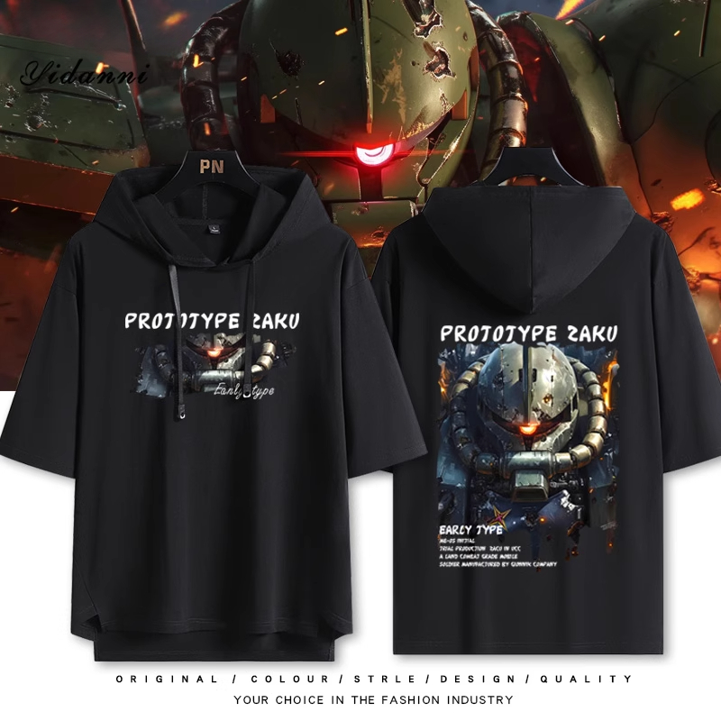 機動戰士鋼彈新款 親子情侶男女款連帽短袖T恤