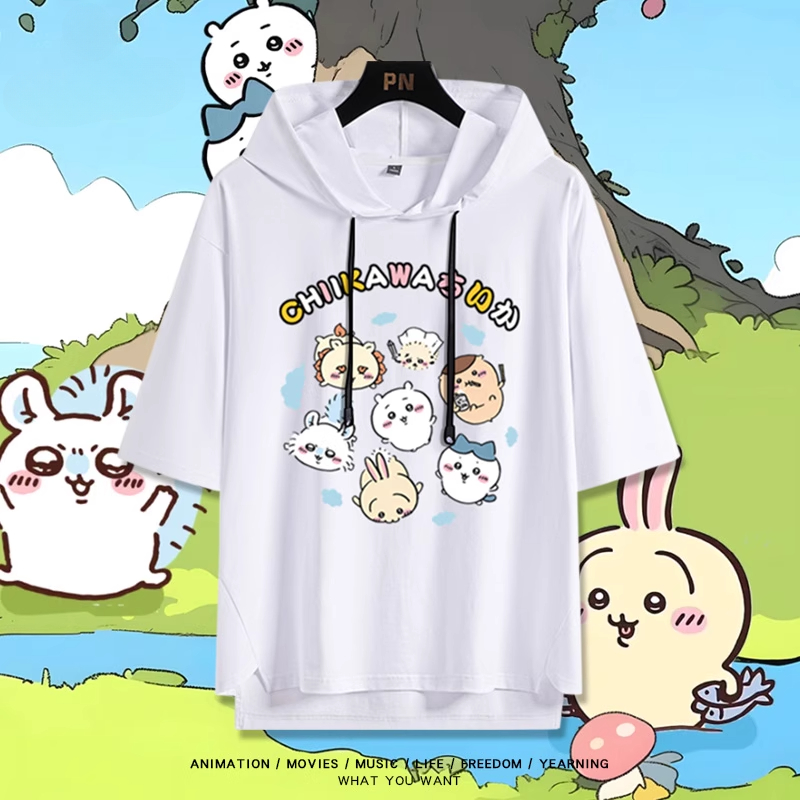 chiikawa吉伊卡哇卡通烏薩奇 連帽短袖T恤