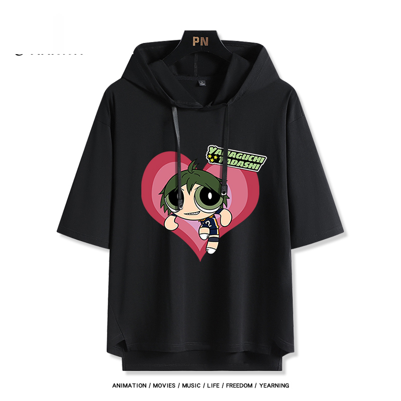 飛天小女警 x 排球少年 連帽短袖T恤