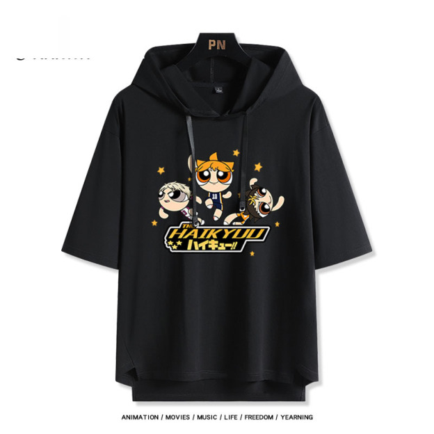 飛天小女警排球少年 連帽短袖T恤