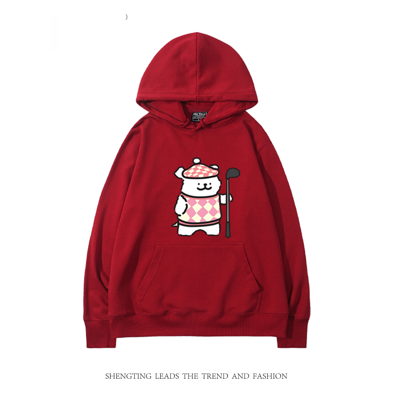 線條小狗新款 親子情侶男女款連帽衛衣-CASEZONE