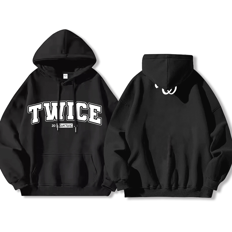 TWICE同款 寬鬆百搭 秋冬款 寬鬆連帽衛衣-CASEZONE