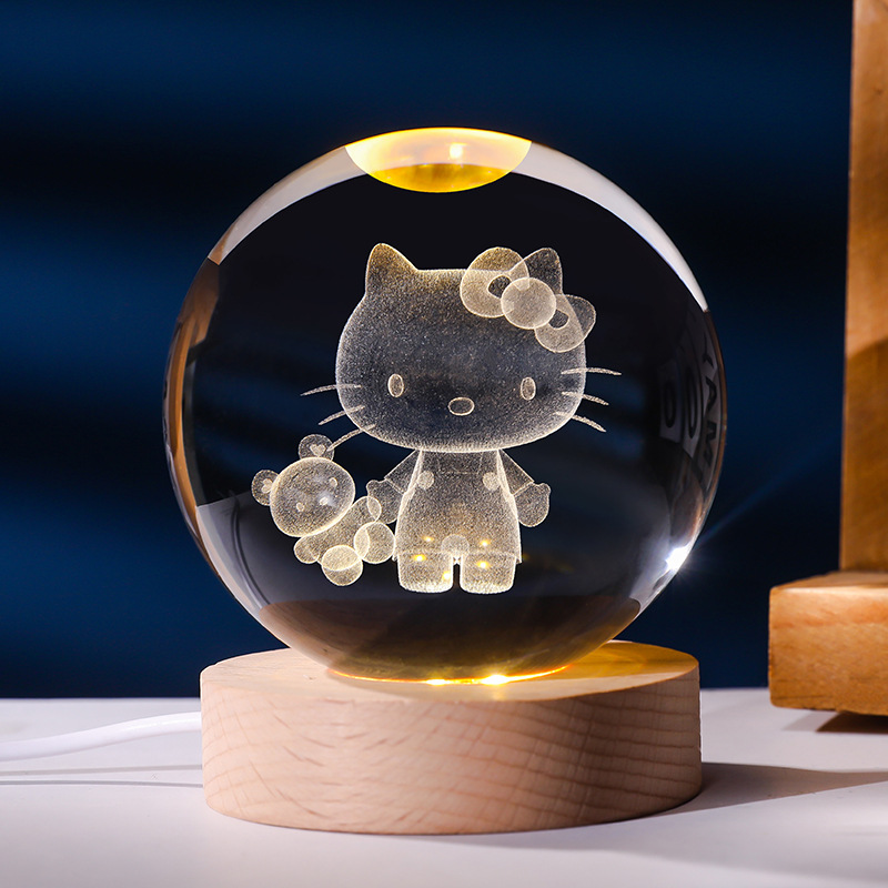 寶可夢系列 發光水晶球小夜燈 創意節日禮物桌面小擺件