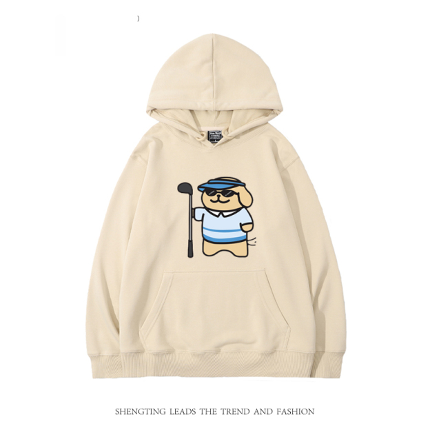 線條小狗新款 親子情侶男女款連帽衛衣-CASEZONE