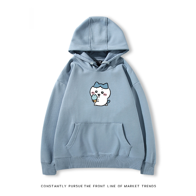 Chiikawa聯名衛衣2024秋冬新款親子情侶裝薄絨款連帽衛衣