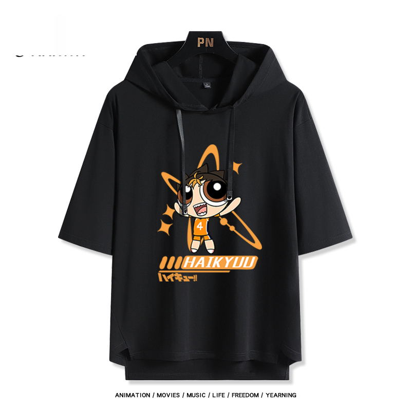 飛天小女警 x 排球少年 連帽短袖T恤