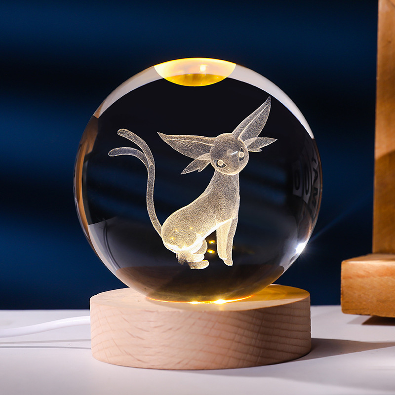 寶可夢系列 發光水晶球小夜燈 創意節日禮物桌面小擺件
