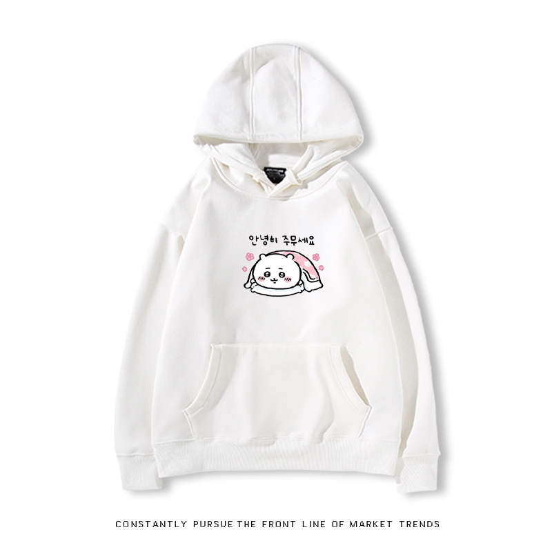 Chiikawa聯名衛衣2024秋冬新款親子情侶裝薄絨款連帽衛衣