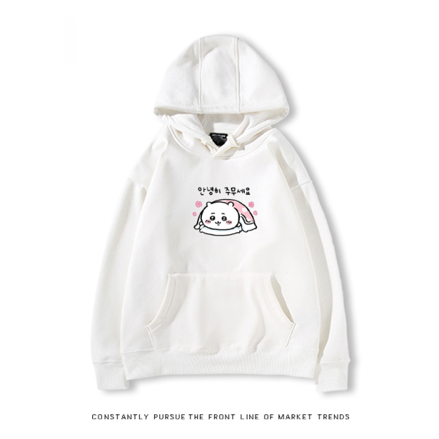 Chiikawa聯名衛衣2024秋冬新款親子情侶裝薄絨款連帽衛衣