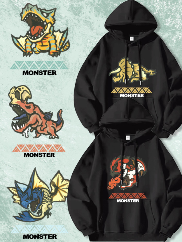 Monster Hunter Rise魔物獵人新款 親子情侶男女款連帽衛衣-CASEZONE