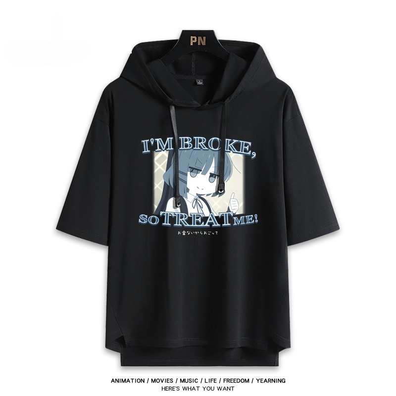 孤獨搖滾新款 親子情侶男女款連帽短袖T恤