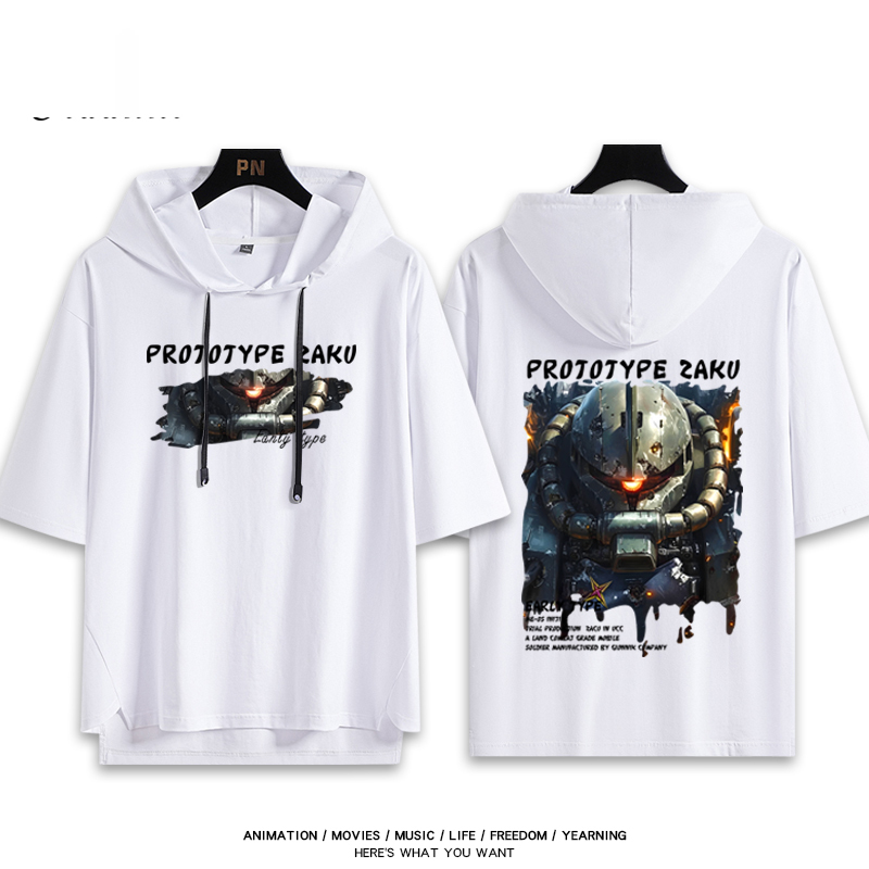 機動戰士鋼彈新款 親子情侶男女款連帽短袖T恤