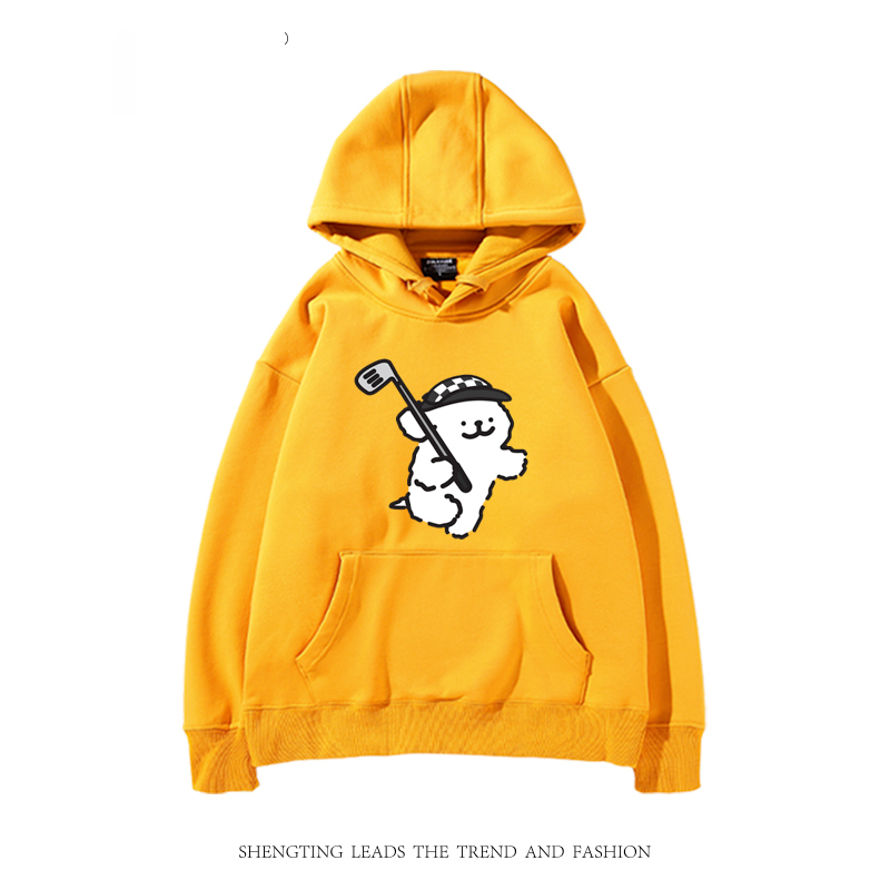 線條小狗新款 親子情侶男女款連帽衛衣-CASEZONE