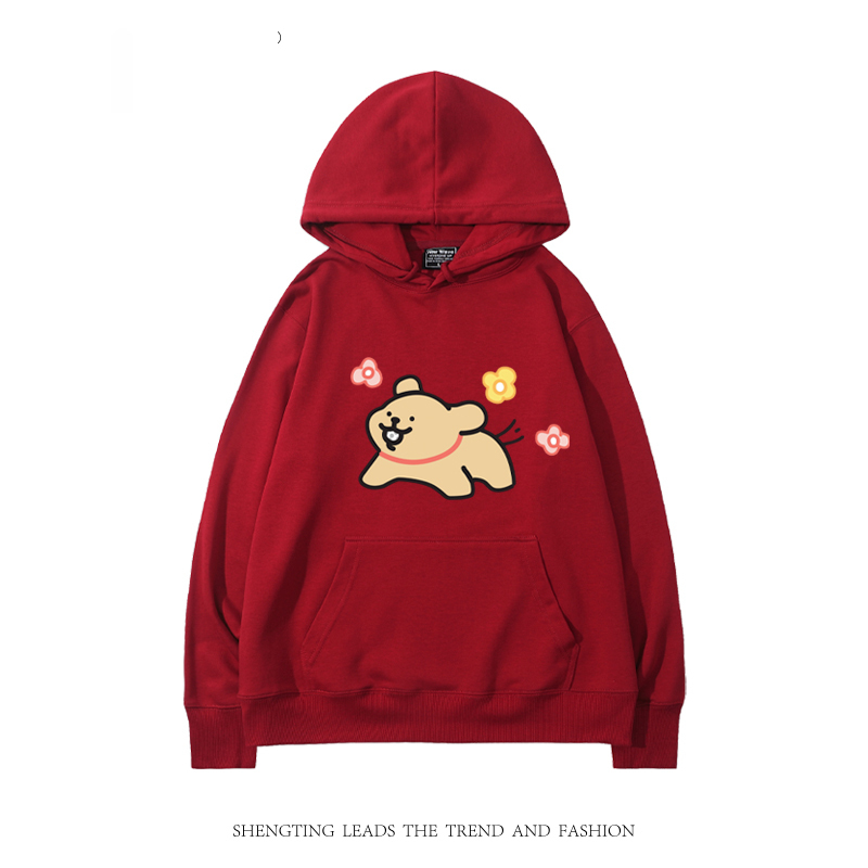 線條小狗新款 親子情侶男女款連帽衛衣-CASEZONE