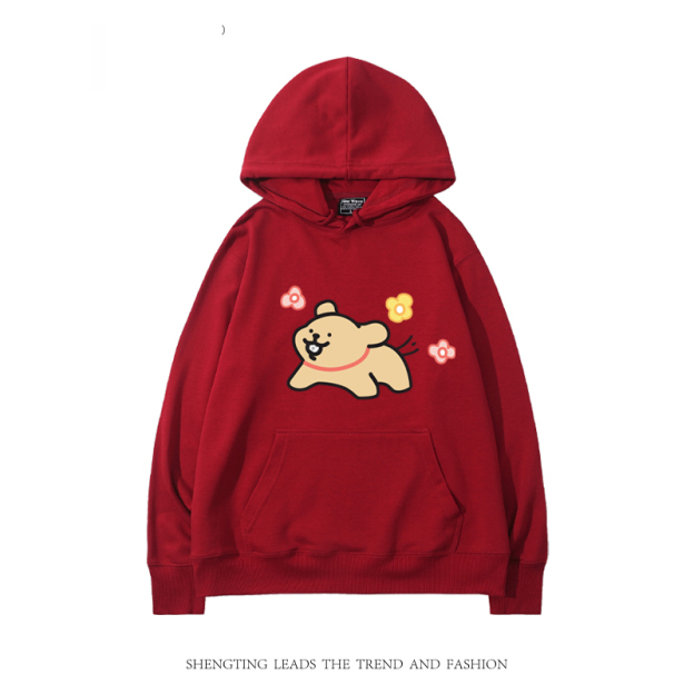 線條小狗新款 親子情侶男女款連帽衛衣-CASEZONE