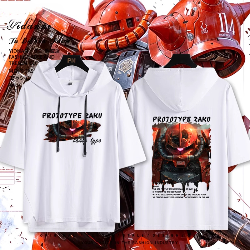 機動戰士鋼彈新款 親子情侶男女款連帽短袖T恤