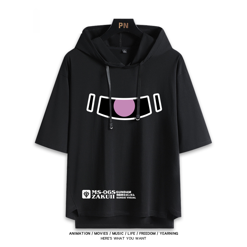 機動戰士鋼彈新款 親子情侶男女款連帽短袖T恤