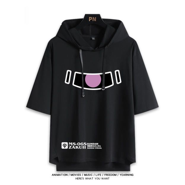 機動戰士鋼彈新款 親子情侶男女款連帽短袖T恤