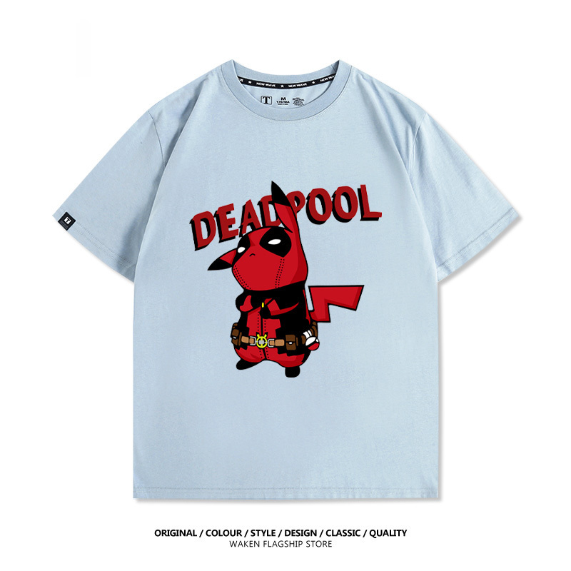 皮卡丘死侍X寶可夢 印花短袖T恤-CASEZONE